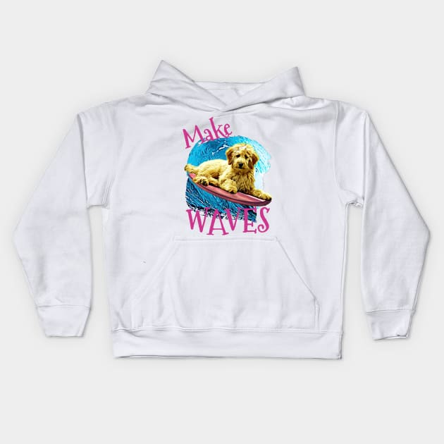 WAVES Goldendoodle Kids Hoodie by Witty Things Designs